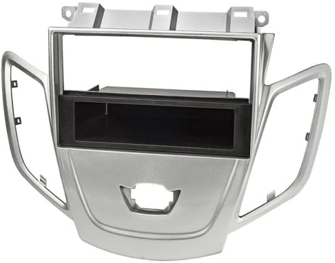 tomzz Audio 2415-100 Radioblende kompatibel mit Ford Fiesta JA8 ab 2009-2017 hellsilber mit DIN Ablagefach ohne Display
