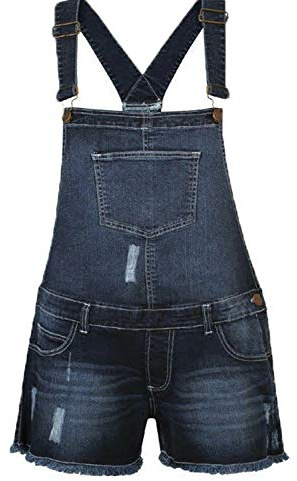 Womens Ladies Girls Dungarees Monika Jumpsuits Stretch Denim Jeans Short Dress