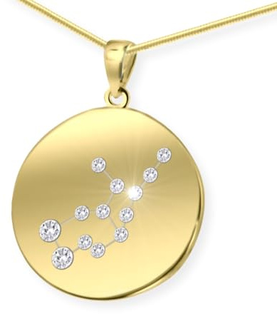 LILLY MARIE Damen Massive Silberkette Vergoldet Silber Gold Beschichtet Sternzeichen-Anhänger Längen-verstellbar Geschenke