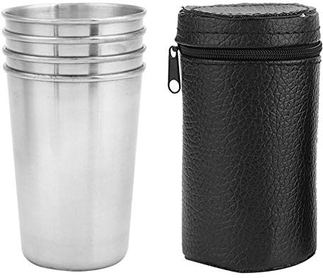 Tasses en acier inoxydable Gobelets à boire en métal 4pcs Tasses en acier inoxydable de qualité alimentaire pour les voyages de camping en plein air (L)