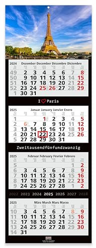 GEIGER-OFFICE 4-Monats-Wandkalender 2026 Großformat 33 x 90 cm mit attraktivem PARIS -Bildmotiv