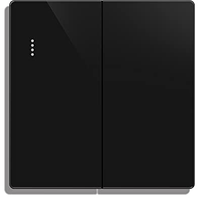 CNBINGO Big Rocker Button Light Switch, Black 2-Way Double Wall Switch | 2-Gang AC 230V, Modern Matte Black Wall Plate with Phosphor Dots