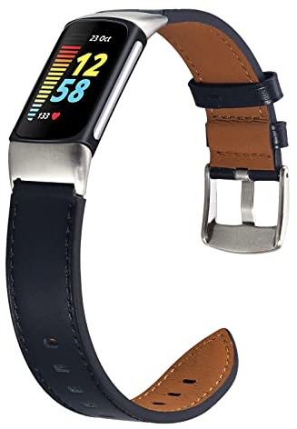 Nigaee Kompatibel med Fitbit Charge 5/Charge 6-armband, läderarmband kompatibelt med Fitbit Charge 5/Charge 6-armband, kvinnor och män