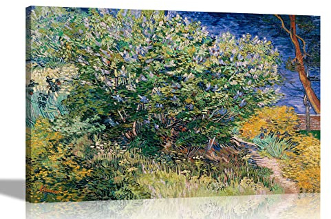 Artley Prints - Lilac Bush by Vincent Van Gogh Oil on Canvas Wall Art Prints | Home Decor Reproduction | Abstract Botanical Pictures 60 x 40cm (24 x 16 inches) A2