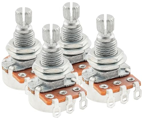 Alpha Mini B500k Metrische Potentiometers Split Shaft Linear Taper Potis für E-Gitarre oder Bass (4 Stück)