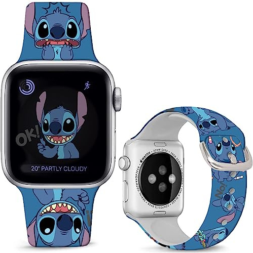 Hepsun Compatible with Apple Watch Band Stitch Art 38mm/40mm/41mm/42mm(Series10),Soft Silicone Magic Fancy Strap Compatible with iWatch Series SE 10 9 8 7 6 5 4 3 2 1 Men Women