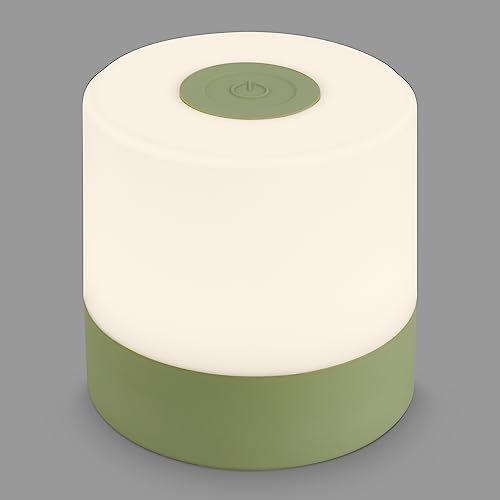 BRILONER – Mini LED Tischlampe Kabellos, Dimmbare Nachttischlampe Touch, Schreibtischlampe, Leselampe, Tischleuchte Outdoor & Indoor, USB-C, Camping Lampe, Warmweißes Licht, 7x7 cm, Grün
