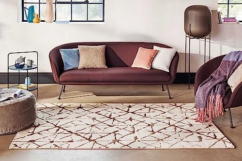 wecon home Esprit vävmatta med abstrakt design för vardagsrum, sovrum, arbetsrum eller barnrum – solveig (133 x 200 cm, gräddbeige)