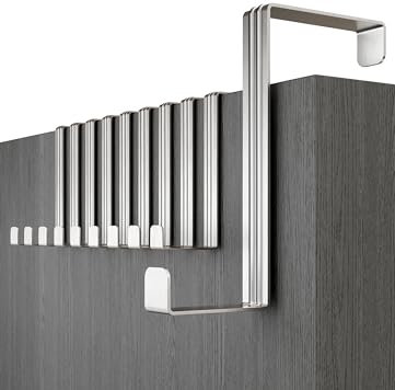 Menz Perchero puerta – 10 piezas ganchos por los grosores de puertas de 36 mm – colgador puerta de acero inoxidable