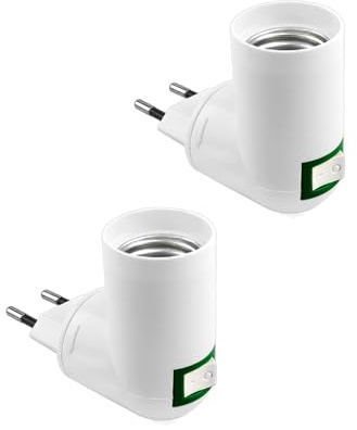 ZIOYA E27 Lampenfassung mit Schalter, 2 Stück, Weiß, PBT-Material, 220V, 6A, für LED, Glühbirnen, Energiesparlampen, Wandmontage, 100W, Hitze beständig bis 180℃