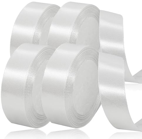 laeeyin Geschenkband Satinband 88m Geschenkband Breit, 20mm Schleifenband,Geschenkband Hochzeit Stoff, Satin-Geschenkband, Perfekt für Hochzeiten, Geburtstage und Festliche Anlässe (weiß)