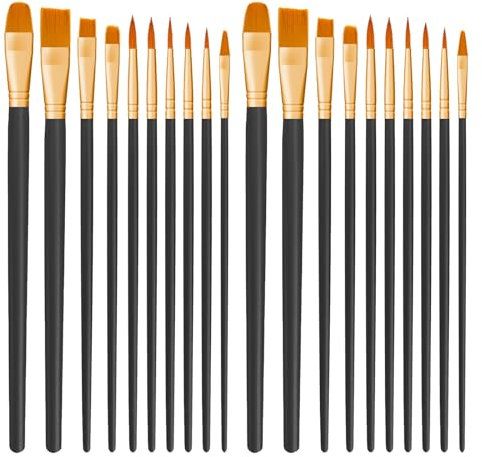 CNMTCCO Juego de 20 Pinceles de Pintura de Nailon para el Cabello, para acrílico, óleo, Acuarela, Gouache, Pintura Facial, Pinceles para niños y Adultos (Azul) (Negro)