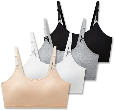 SALIA GIRL Brassière Cami Sport Fille 10-16, Coton Doux | Coussinets légers cousus, bretelles réglables, mélange de coton modal doux, coupe plate, respirant, école et quotidien
