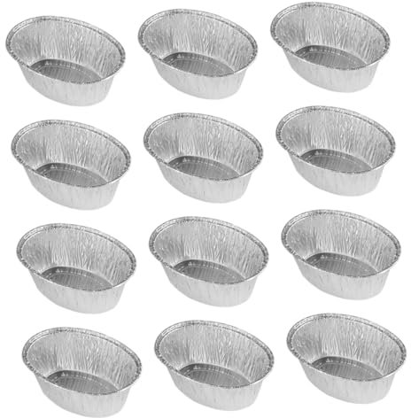 ABOOFAN Lot De 125 Bols Ovales En Papier D’aluminium Pour Barbecue Et Pâtisserie, Supports Empilables Jetables Pour Cuisson Au Four, Grillades Et Repas En Plein Air