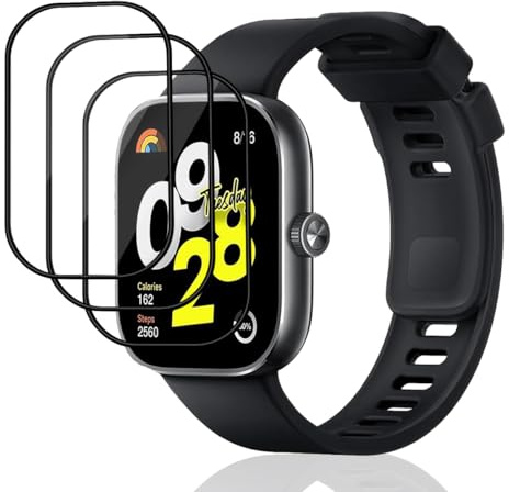 Phlleyaa Protector de pantalla para Xiaomi Redmi Watch 4 Cristal Templado [3 unidades],Dureza 9H,Fácil montaje,Sin burbujas,Antiarañazos para Xiaomi Redmi Watch 4 Vidrio Templado