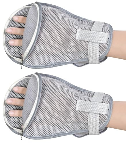 Restraint Gloves Bed Restraints Mitts, Safety Hand Control Mitts No Scratch Mitts for Alzheimer's Patients Safety Control Dementia Restraint Gloves Breathable Mesh Fabric 2pcs