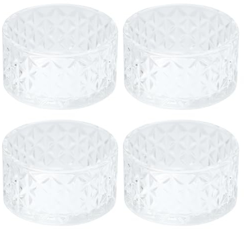 Greyoe Dessertgläser 4 Stück, Dessert Gläser, Dessertglas, Transparent Dessertbecher Runde Pudding Glasflasche Mini Saft Trinkbecher Hochtemperaturbeständig für Dessert Eisgetränke （Reismuster）