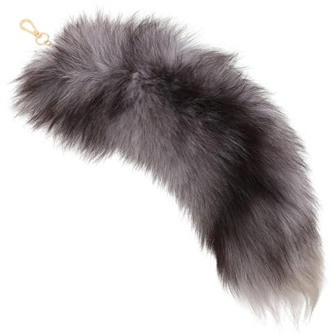 LALADEFIEE Plüsch Fuchs Schlüsselanhänger Kuscheltier Anhänger Für Taschen Und Rucksäcke Flauschiges Für Cosplay Und Silberblau