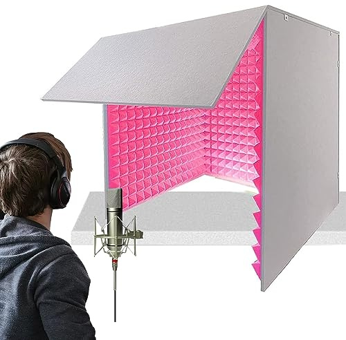 XNXYSMKJ Microphone Isolation Room Box, Desktop Soundproofing Enclosure, Simple Soundproofing Room for Home Studio (Red)