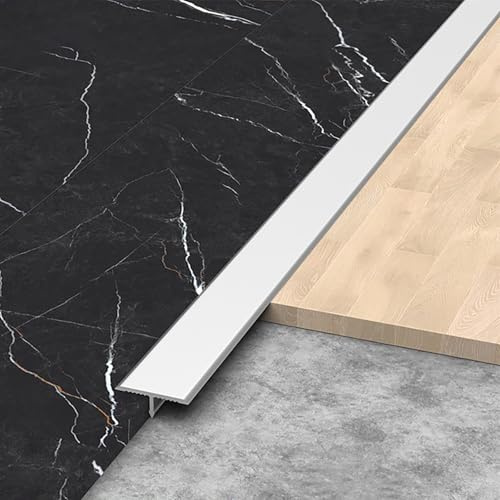 Raouoae Paquete De 3 Tiras De Transición De Aluminio, Perfil En T De 100cm Para Umbrales De Puertas, Suelos De Vinilo, Laminados, Alfombras Y Baldosas. Protector Decorativo Para Bordes Y Umbrales(Silb