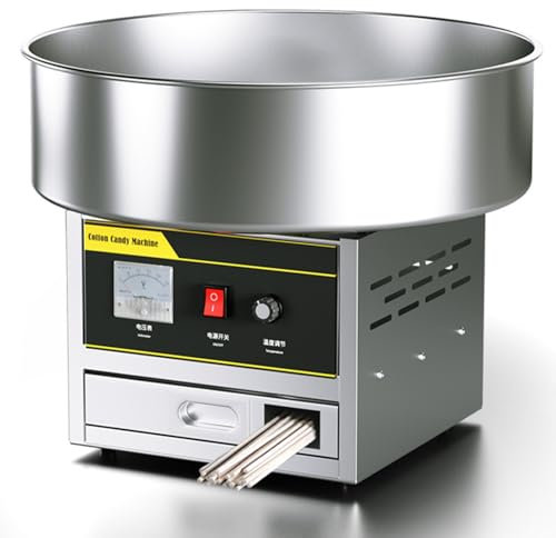 Naturalpowev Macchina per Zucchero Filato Commerciale, Macchina elettrica per Zucchero Filato da 1200 W con Ciotola in Acciaio Inossidabile, Perfetta per casa, Carnevale, Feste in Famiglia, Argento