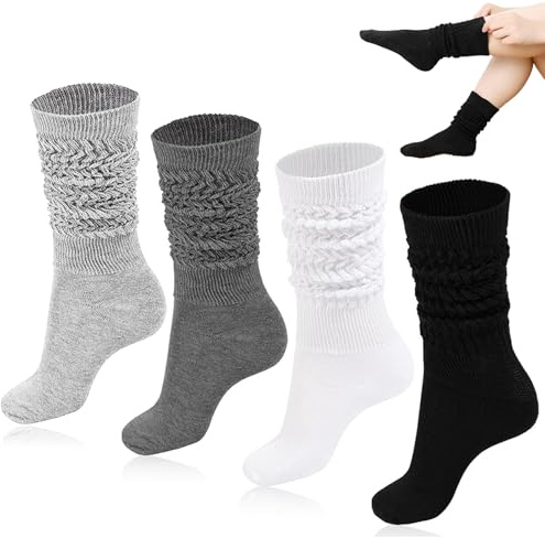 Cinsersr 4 Paar Stulpen Socken,Stulpensocken Damen,Stiefelsocken Damen,Socken Dirndl Damen,Einheitsgröße,Weich und Atmungsaktiv,Geeignet für Herbst und Winter