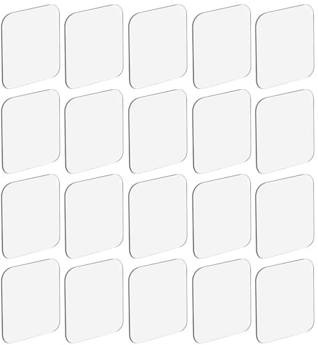 Lot De 20 Tampons Adhésifs Double Face, Autocollants Muraux Carrés Transparents En Acrylique, Film Adhésif Solide, Adaptés Aux Crochets, Fournitures Ménagères Quotidiennes (60 X 60 X 0,8 Mm)