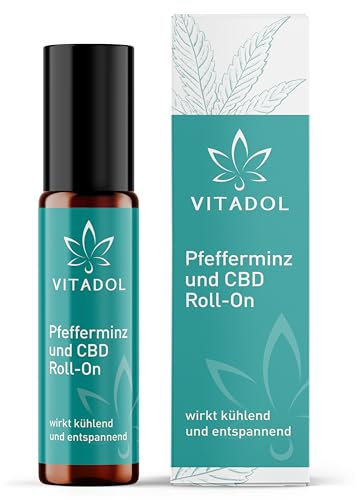 Vitadol Pfefferminz und CBD Kopf & Nacken Roll-On, kühlend und erfrischend, 10ml