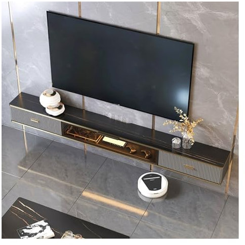 TV Schrank Hängend 70,5''/78,7''/86,6'' schwebendes TV-Regal for unter dem Fernseher, schwebender TV-Ständer aus Holz mit Schiefer-Tischplatte for Fernseher, wandmontierter Medienkonsolen-TV-Ständer m