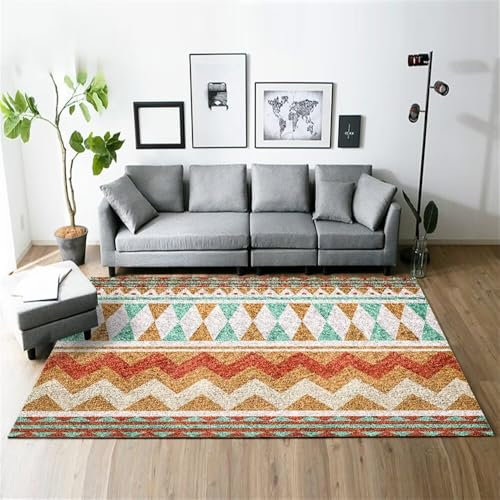 RUGMRZ Flur Läufer Geometrisches, Modernes, Rutschfestes Wohnzimmer-Sofa, Schmutzabweisend, Dekorativ, Kurzer Flor Rugs Washable Mehrfarbig Wohnzimmercouch Teppich Flokati Teppich Flur Läufer Teppic