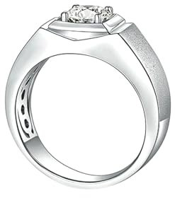 Beydodo Eheringe 585 Echtgold Herren, Ring Hochzeit Siegelring mit Moissanit Verlobungsring Trauringe Nickelfrei Gr.64 (20.4)