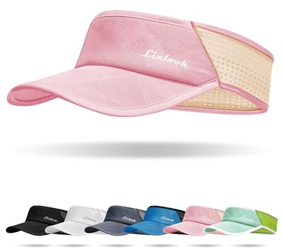 Linlook Sun Visor Hat for Men & Women | Lightweight Breathable Mesh, Stretchy Foldable Cooling Sports Visor Hat for Running, Golf, Tennis, Hiking Pink