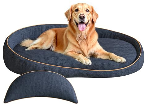 LELEFIDO Cama ortopédica XXL para perros con cojín – Cómodo sofá para perros de espuma viscoelástica, funda extraíble y lavable – Cama para perros grandes, duradera y acogedora