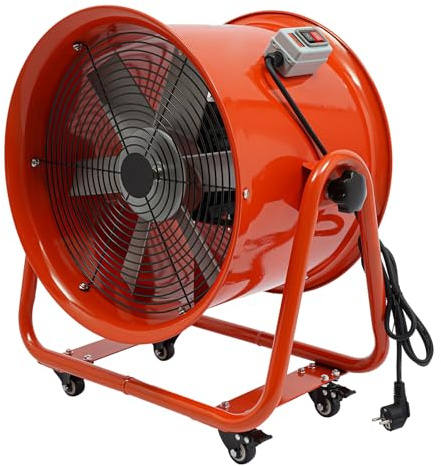 Ventilatore portatile da 1100 W, 2800 rpm, ventilatore industriale per officine, magazzini e tunnel, ventilatore silenzioso con ruote universali e regolazione dell'angolo di 90°, con ali in alluminio