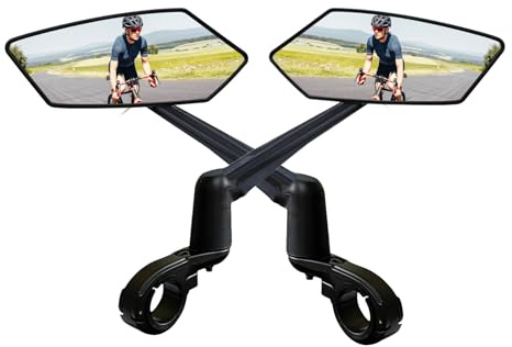 Homieway Fahrradspiegel 2 Stück,Neuer Klappbarer Fahrrad Rückspiegel,Spiegelhebel Einstellbar,HD Fahrrad spiegel aus Echtglas,360°Drehbarer Großer E-scooter Spiegel für E-bike Lenker Links und Rechts