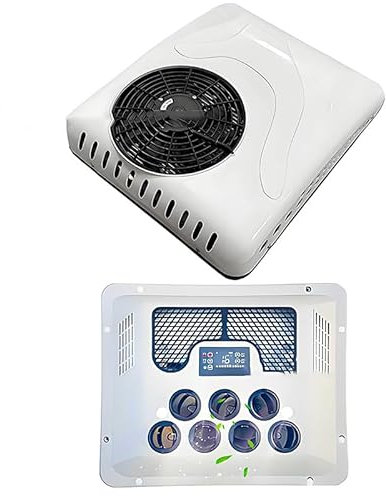 SXHEYUY Aire Acondicionado para Caravana, 12V 24V Aire Acondicionado Autocaravana, con Refrigeración Y Calefacción, Capacidad De Enfriamiento De 2300W,Blanca,12V