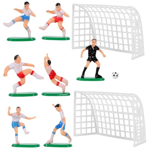 Football Cake Decorations Football Cake Toppers | Set with 7 Footballers and 2 Nets, Personalized Cupcake & Cake Accessories for Men & Kids(colourful)