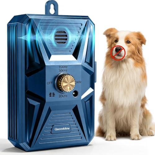 Queenmew Anti Bell Gerät Hunde, 3 Modi Antibell Ultraschall Gerät, 33 Fuß Stopp Hundebell Gerät, IPX4 wasserdichtes Antibell für Hunde für das Training Großer Kleiner Hunde im Freien und Innenbereich