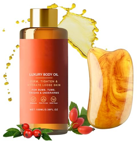 Glow Remedy Oil Skin Tightening, Magic Body Firming Oil with Gua Sha Massage Tool, Magic Luxury Body Oil, Moisturising Body Oil for Women, Tightens Loose Skin, Reduces Fine Line & Wrinkles, 100ml
