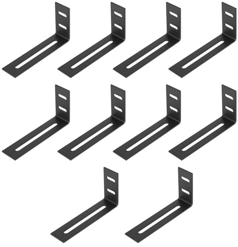 ANBEEISS 10 Pz Staffe Angolari Regolabili, 105x53x25,5 mm | a L, Squadrette di Giunzione in Metallo, Connettori di Fissaggio per Sedie e Librerie, 90 Gradi
