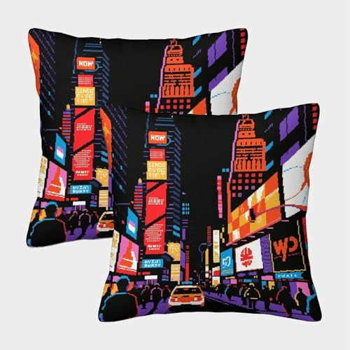 WXLWHR Funda De Cojín con Hito Urbano Moderno Juego De 2, Poliéster Suave Funda Almohadón con Cremallera Invisible, Funda Cojín Decorativo para Dormitorio, Salón, 50x50cm