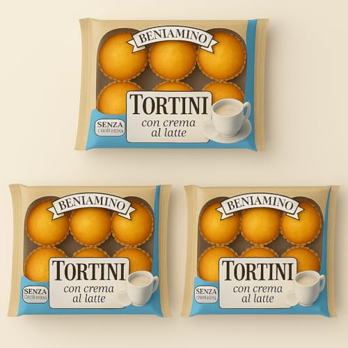Beniamino Tortino Merendine Assortite 200g-250g Merenda Gusti Limone, Crema Latte, Yogurt, Gocce di Cioccolato, Albicocca, Crema Nocciola Confezione da 3 o 6 Pezzi (3, Crema Latte 250gr)