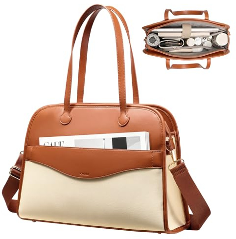 CHUNLI Laptop Tote Bag for Women 15 Inch, Waterproof PU Leather Work Teacher Bag, Computer Briefcase Business Office Travel