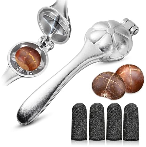 Easy-Grip Chestnut Cutter, Heavy Duty Chestnut Opener with 4 Cut-Resistant Finger Protectors for Peeling, Scoring
