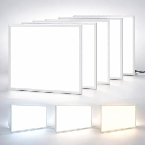 Brightex Pack of 5 LED Panel Light 600x600mm 40W 3600LM Ultra Bright Office Ceiling CCT Selectable 3500K 4000K 6500K Recessed or Suspended Flat Square Office, Shop, Commercial Lighting with Driver