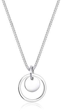 Elli Halskette Damen Kreis Plättchen Anhänger Geo Look in 925 Sterling Silber