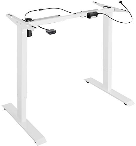 tectake® Estructura para Mesa Elevable Eléctrica, Altura Ajustable, Movimientos Suaves, Anchura Variable, Escritorio Elevable, Mesa de Oficina, Capacidad de Carga: 70 kg, 129 x 65 x 121 cm - Blanco