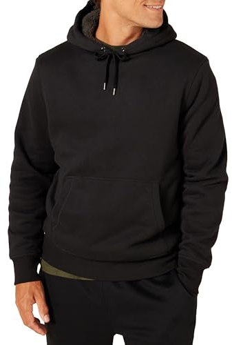 Amazon Essentials Sherpa-fodrad tröja för män, sweatshirt, svart, Medium