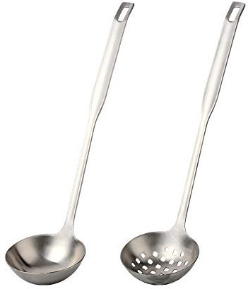 Passoire de cuisine Louche Cuiller à soupe Écumoire de cuisine Acier inoxydable Cuillère fendue 12 pouces Ustensile