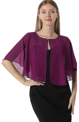 Chales y capelets suaves de gasa para vestido de noche, boda, capa de chal, accesorios para mujer estilo años 20, Fucsia, Talla única